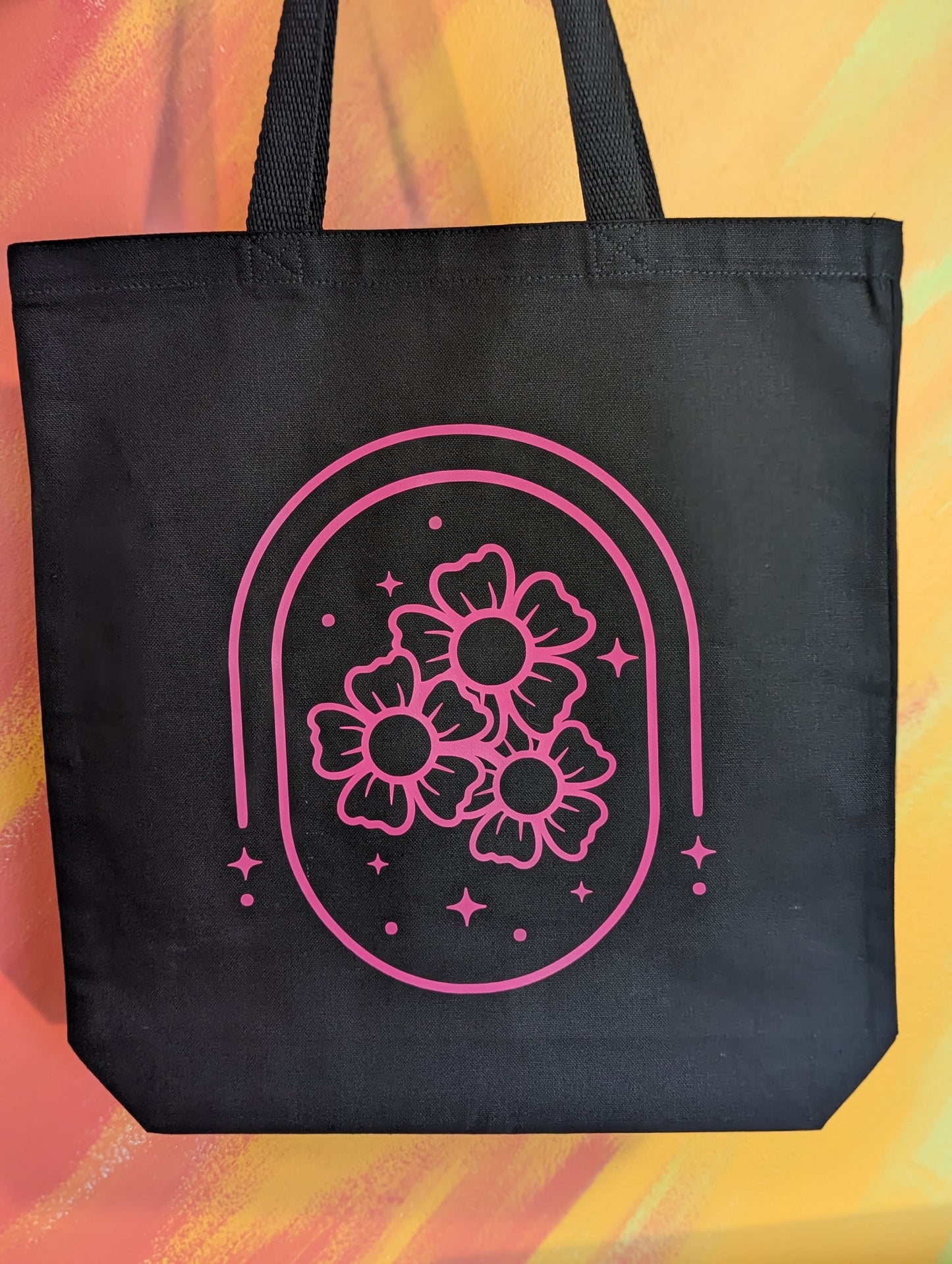 pink floral canvas tote bag