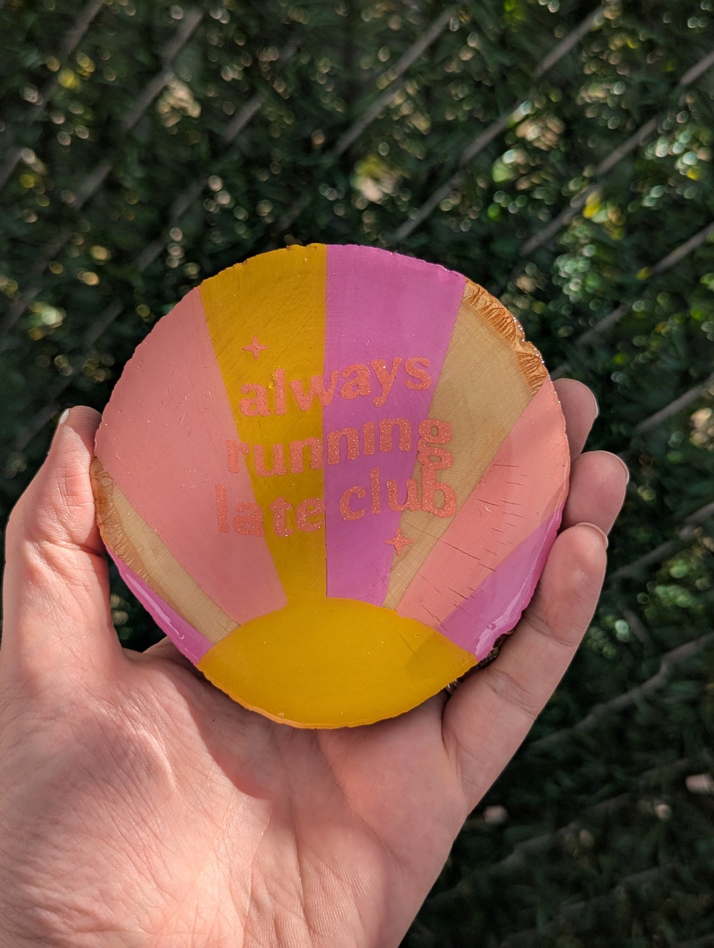 always late mini wood sign