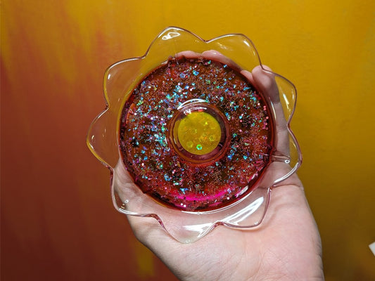 pink daisy trinket tray