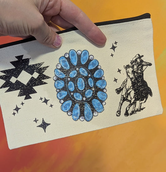 western woman zip clutch