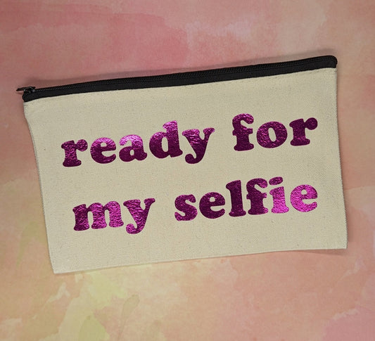 ready for my selfie zip clutch