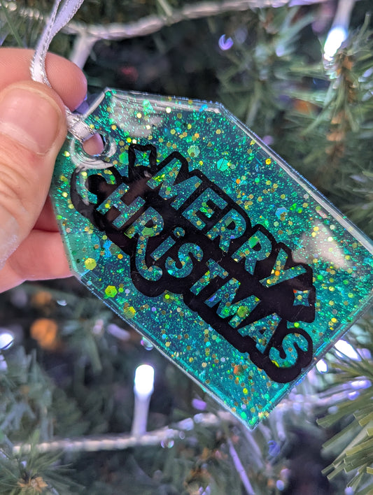 merry xmas gift tag ornament