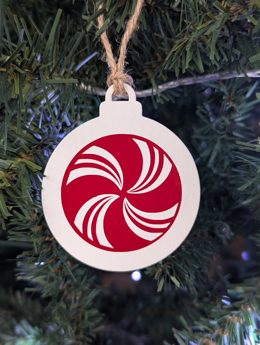 peppermint wood ornament