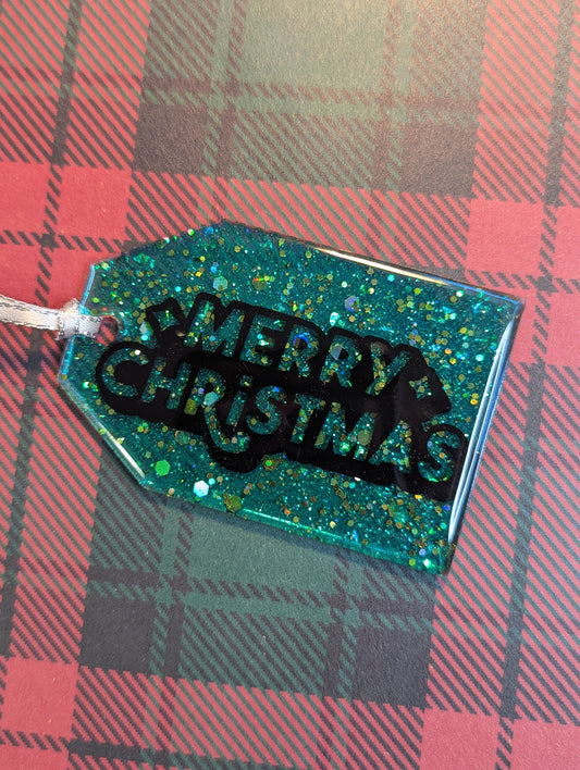 merry xmas gift tag ornament