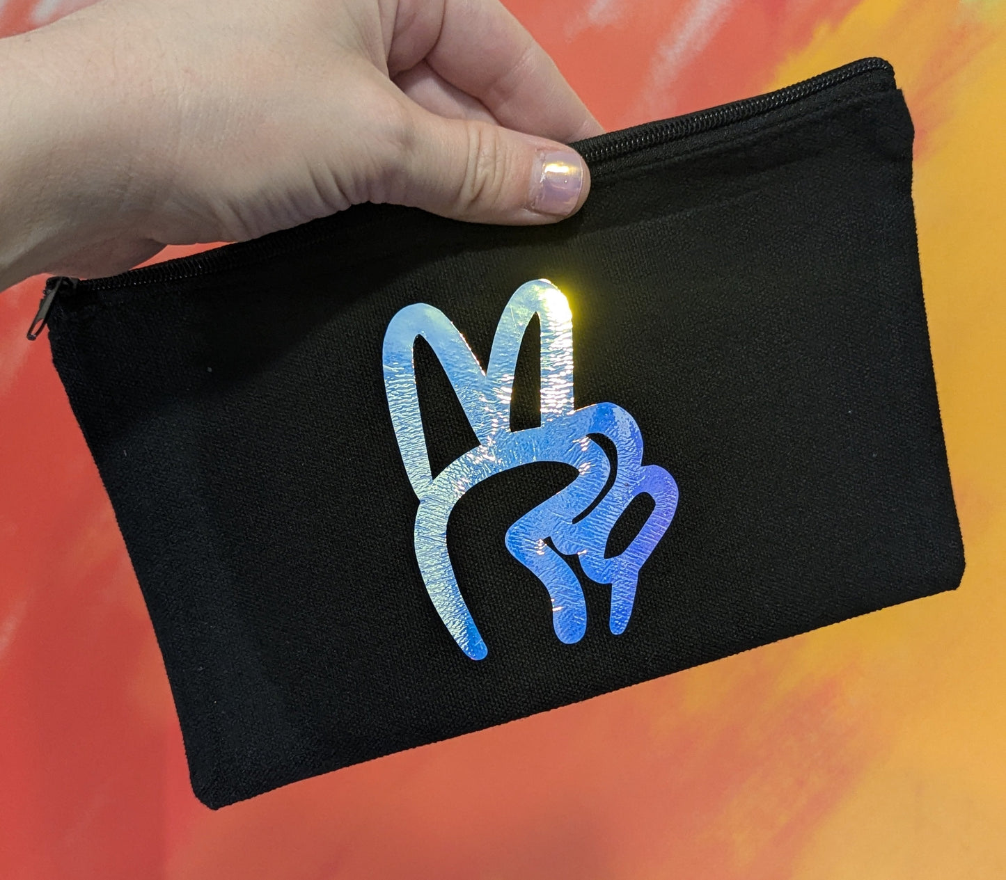 peace zip clutch